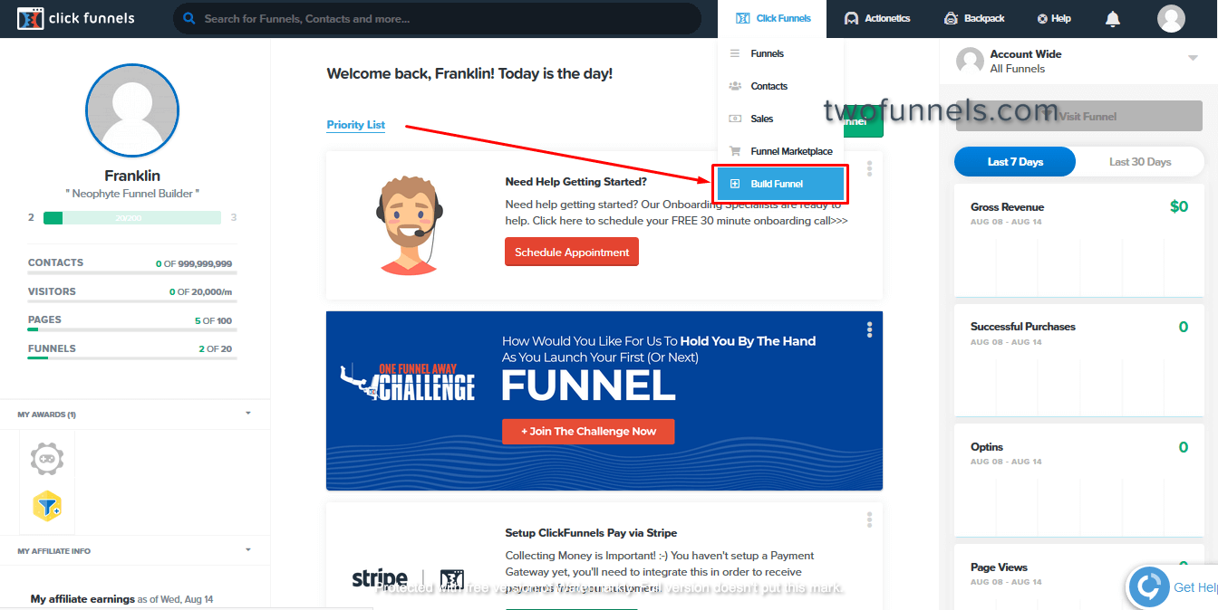 Create funnels with clickfunnels